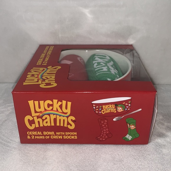 Limited Edition Lucky Charms Cereal Bowl, Spoon and Sock combo box. RARE! *NEW* - Picture 3 of 4